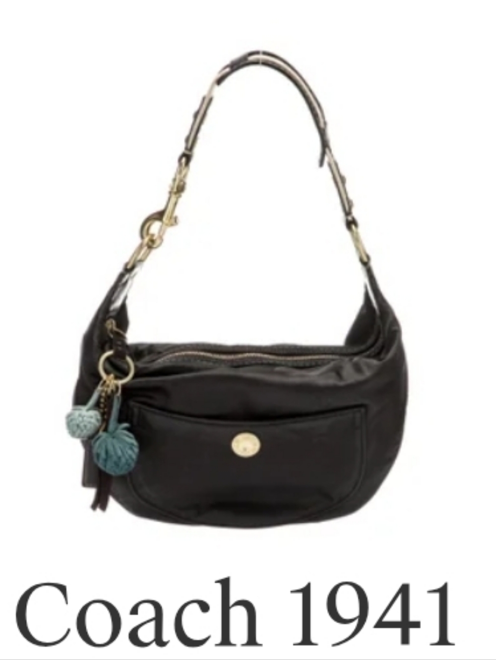 Vintage Y2kBlack Shoulder Bag with Tassel Charm